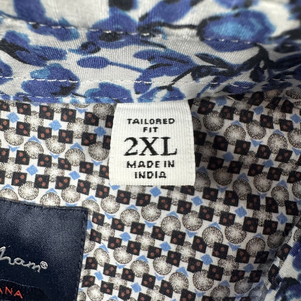 Robert Graham Shirt Mens 2XL Blue White Floral Tailored Fit Modern Americana - Picture 5 of 10